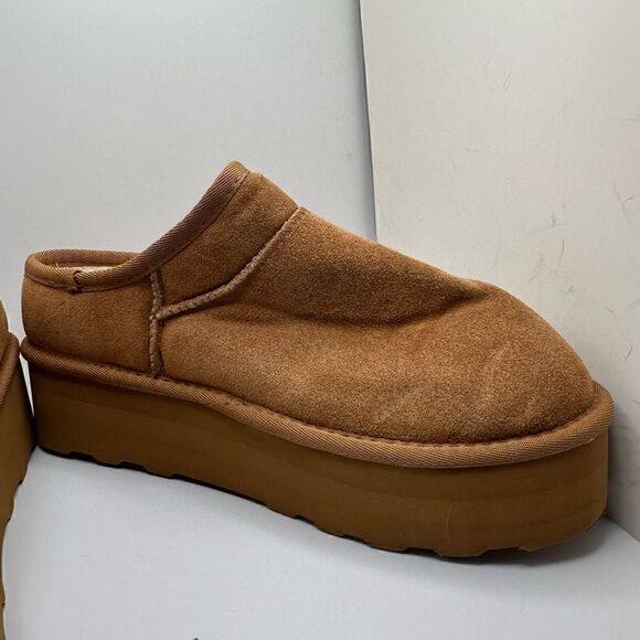 CUSHIONAIRE Women's Genuine Suede Cozy Mule Platform +Memory Foam 11 WIDE CHESTN - Picture 6 of 7